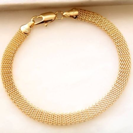 Gold Bismark Chain Bracelet, Chunky flat Brass Chain Bracelet, Elegant Bracelets